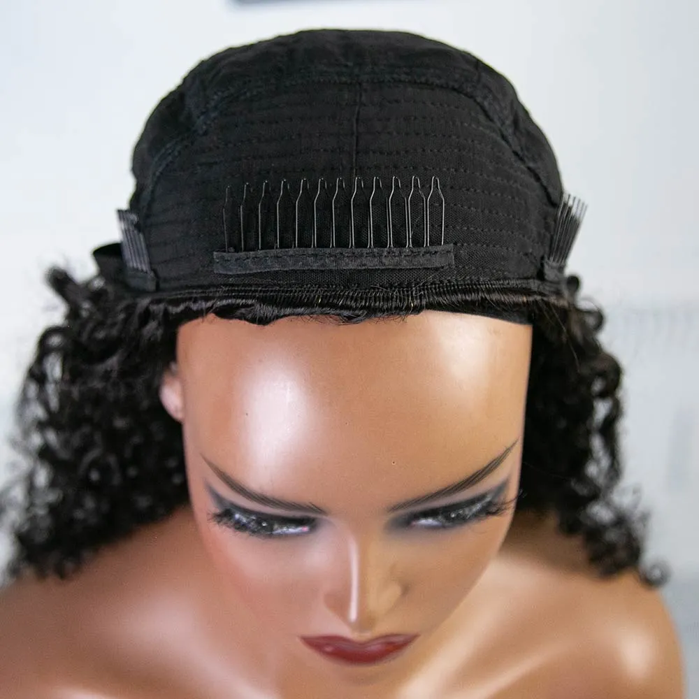 Multi-textured Kinky Curly Half Wig Flexible Fit Drawstring Human Hair Wig - Image 6