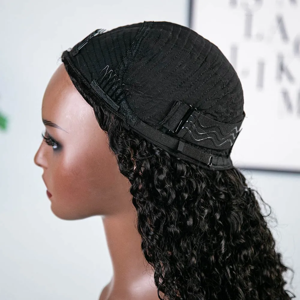 Multi-textured Kinky Curly Half Wig Flexible Fit Drawstring Human Hair Wig - Image 7