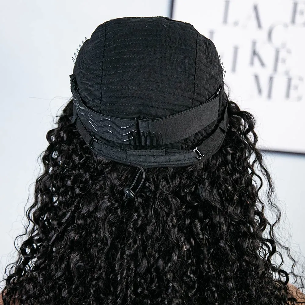 Multi-textured Kinky Curly Half Wig Flexible Fit Drawstring Human Hair Wig - Image 8