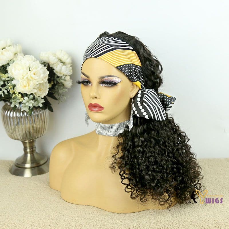 Sara Loose Curly Human Hair Headband Wig - Image 3