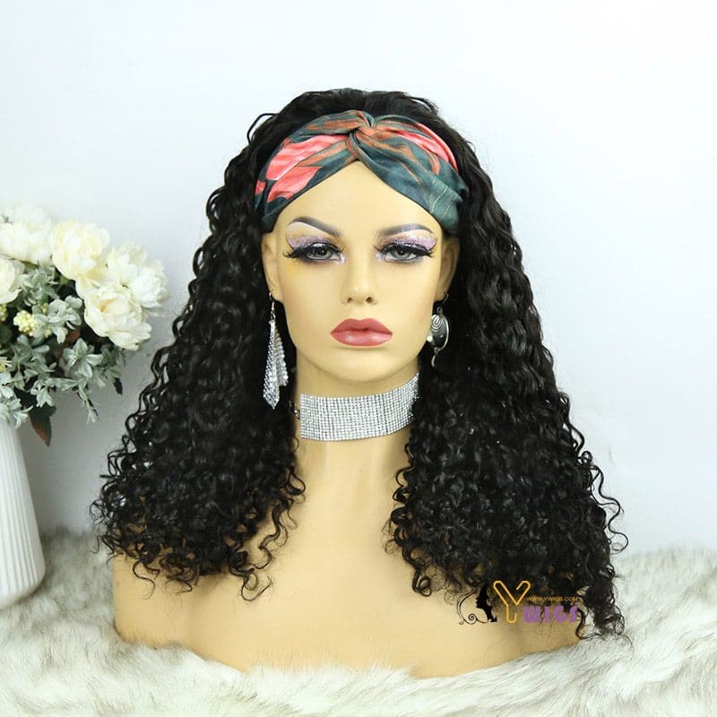 Sara Loose Curly Human Hair Headband Wig - Image 4