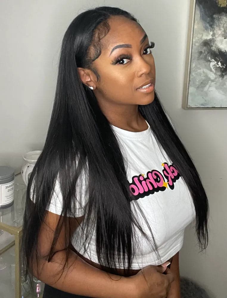 Seamless Clip In Hair Extensions Silky Straight - Image 4