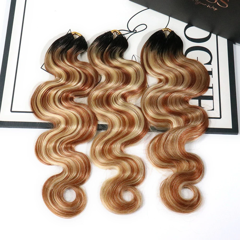 #T1B/27/30/613 Ombre Blonde Body Wave Human Crochet Hair