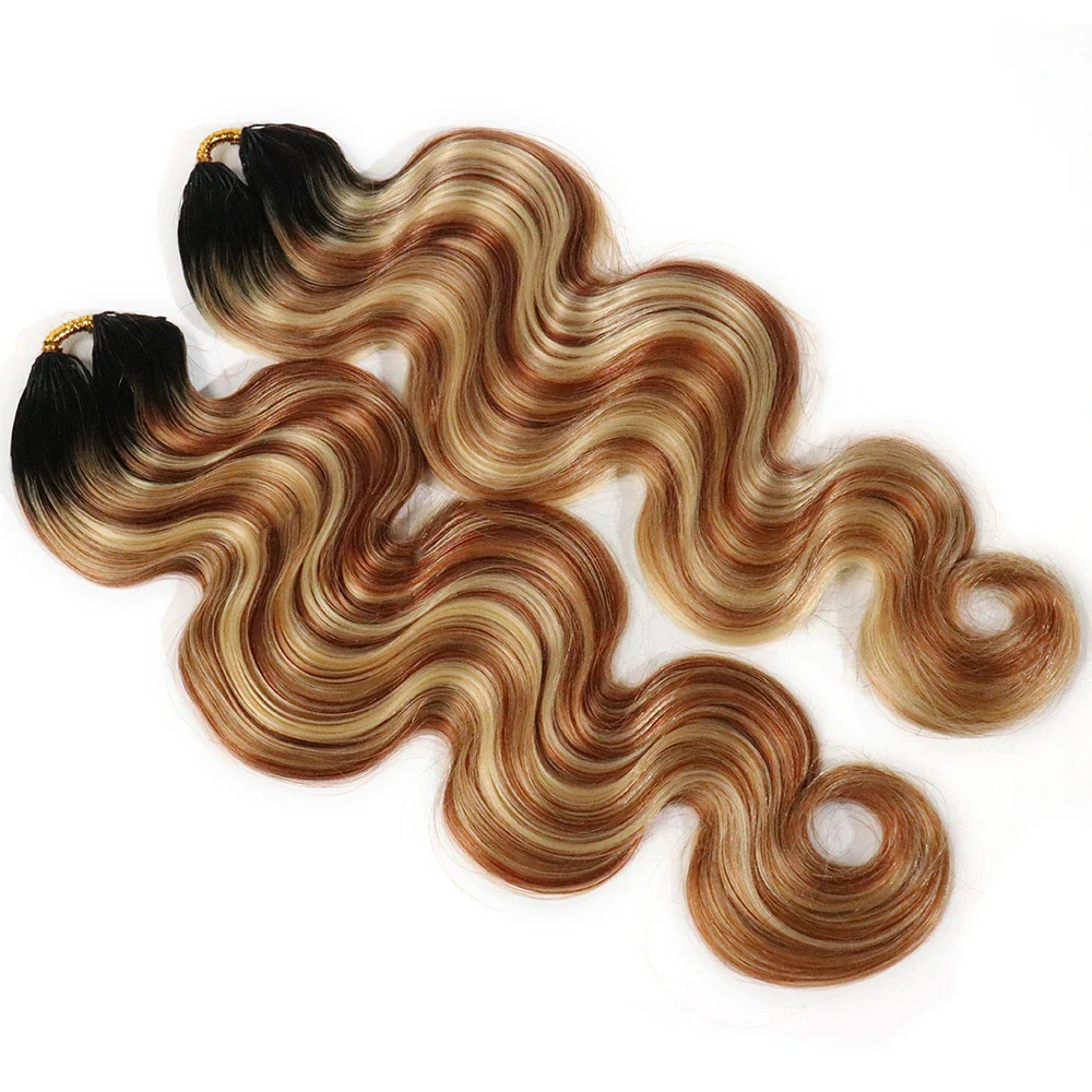 #T1B/27/30/613 Ombre Blonde Body Wave Human Crochet Hair - Image 4