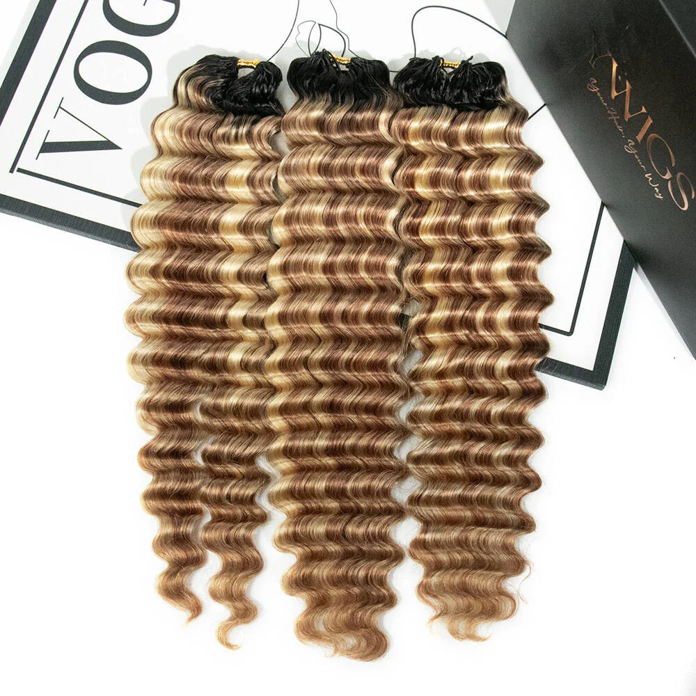 #T1B/27/30/613 Ombre Blonde Deep Wave Feather Crochet