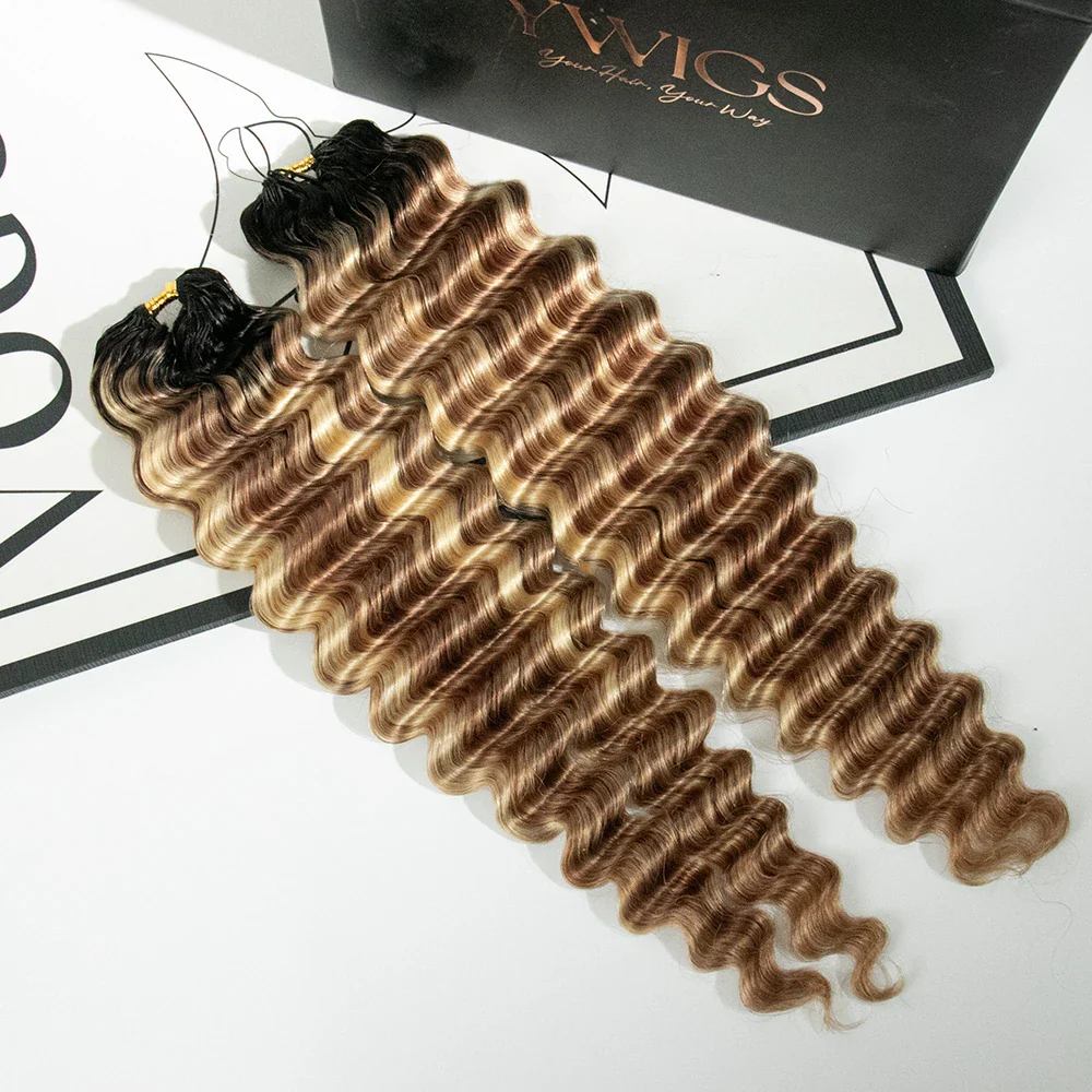 #T1B/27/30/613 Ombre Blonde Deep Wave Feather Crochet - Image 6