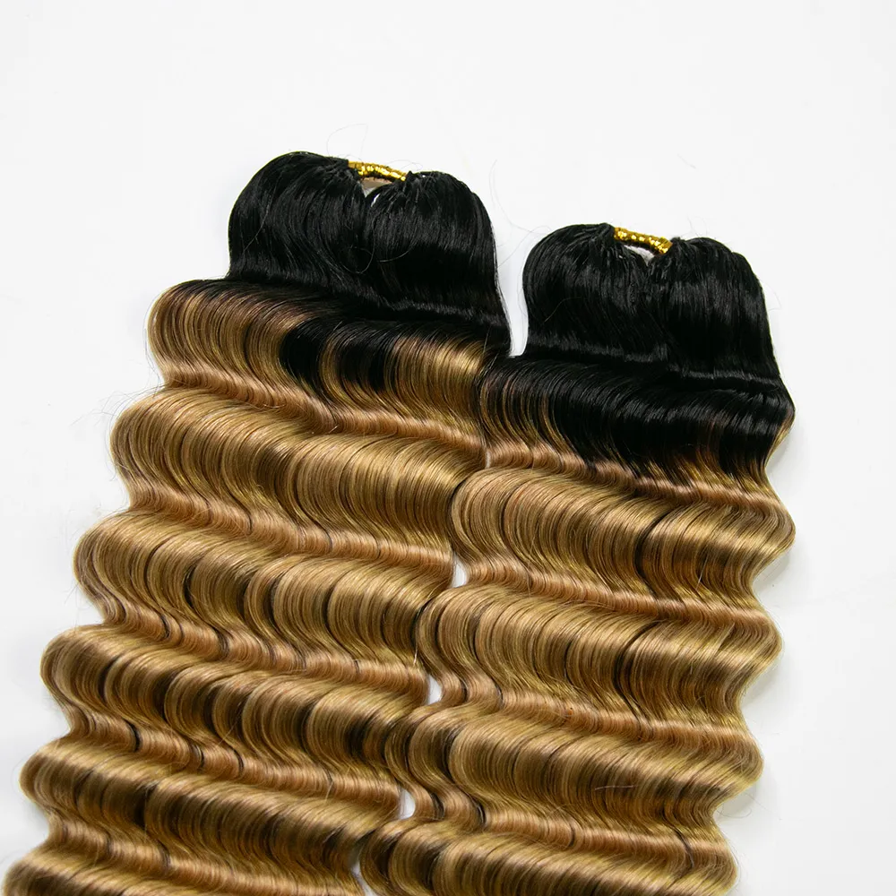 #T1B/27 Ombre Blonde Deep Wave Human Crochet Hair for Miracle Knots Braids - Image 4