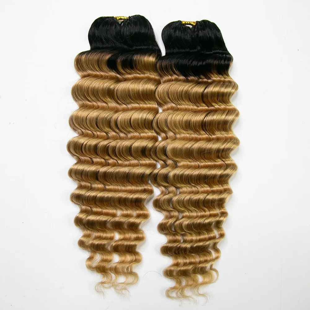 #T1B/27 Ombre Blonde Deep Wave Human Crochet Hair for Miracle Knots Braids - Image 5