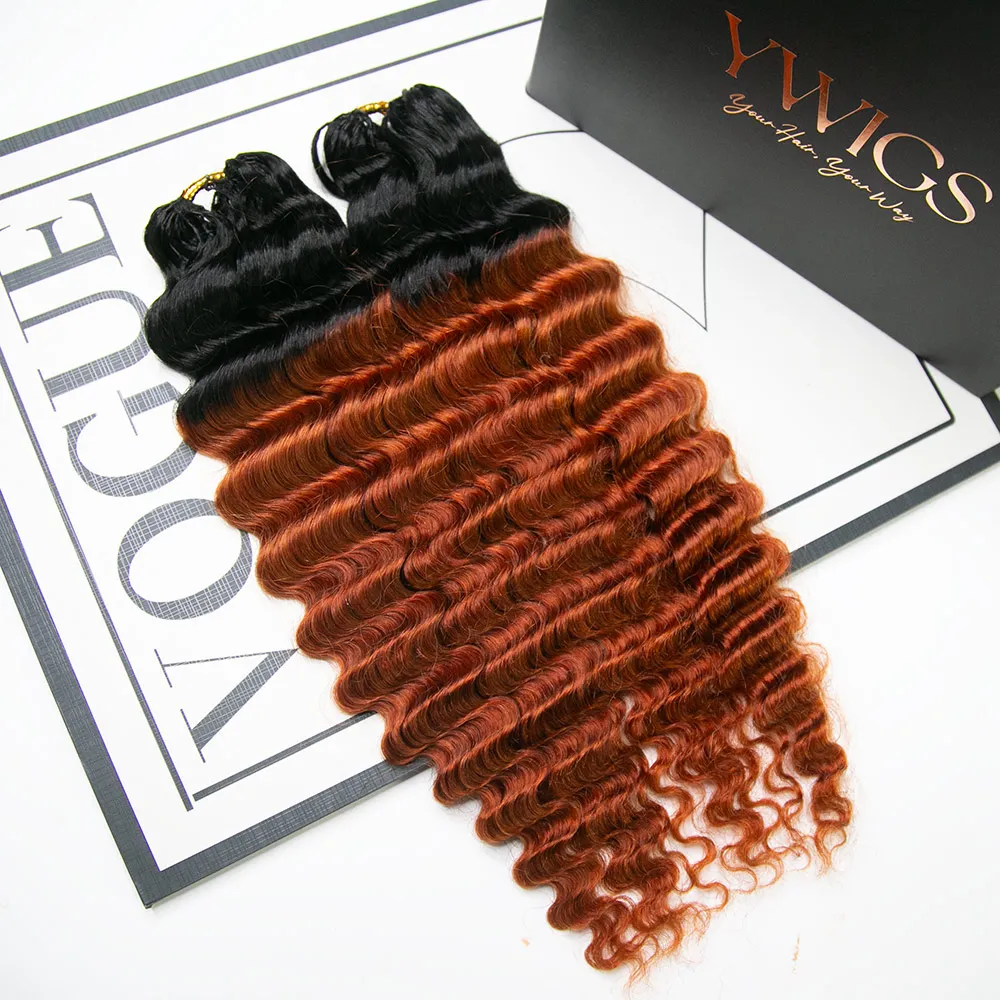 #T1B/350 Ginger Deep Wave Human Crochet Hair