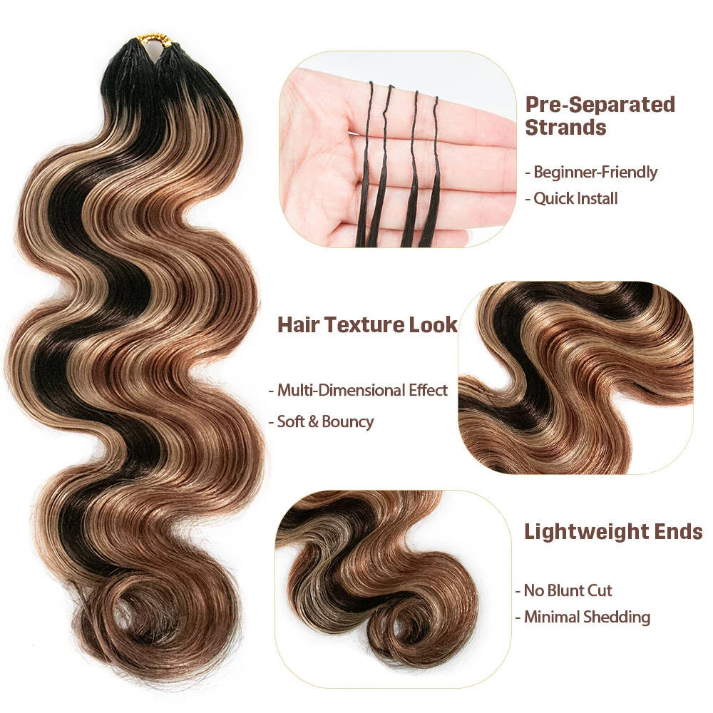 #T1B/4/27/30 Mix Blend Body Wave Human Crochet Hair - Image 2