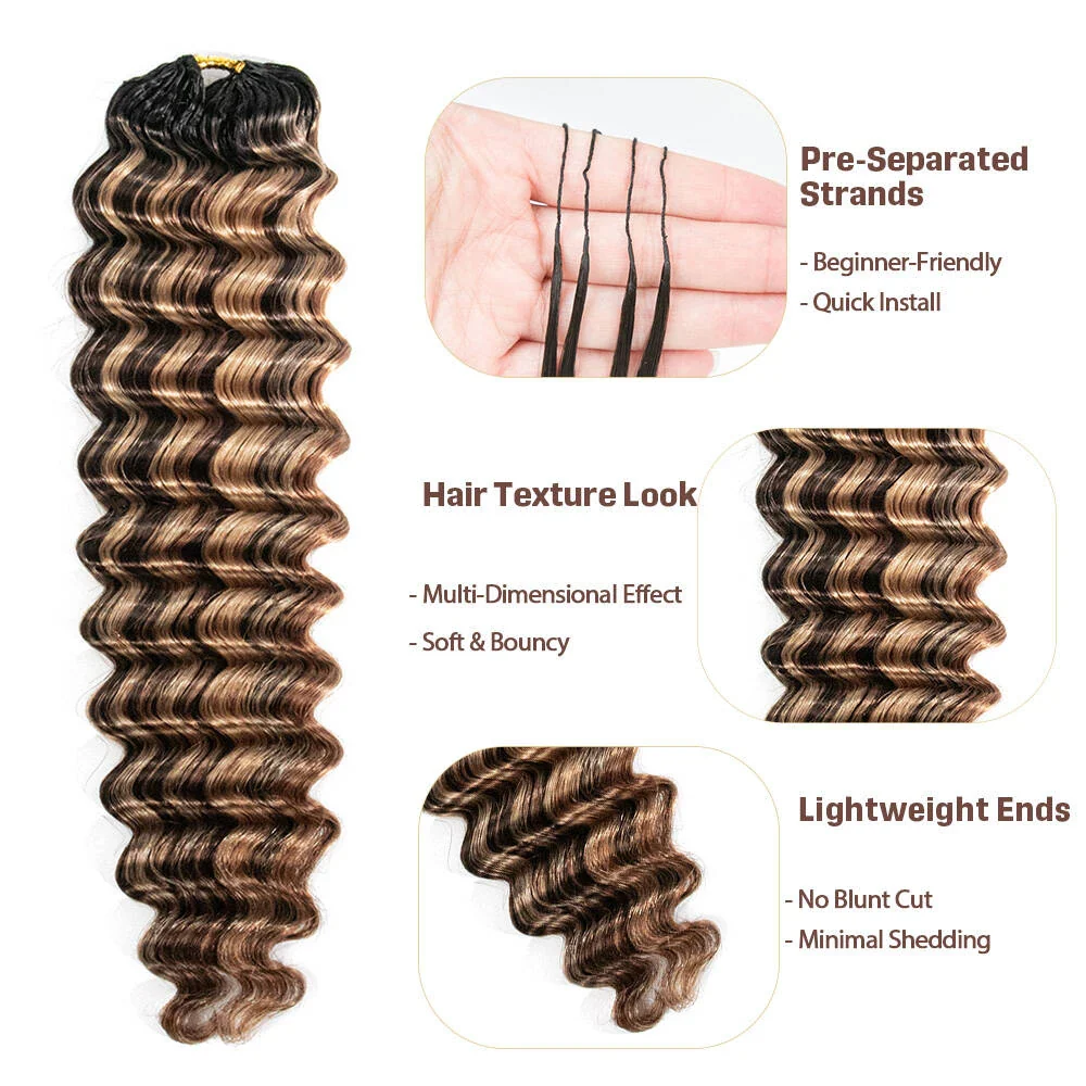 #T1B/4/27/30 Mix Blend Deep Wave Crochet Human Hair - Image 2