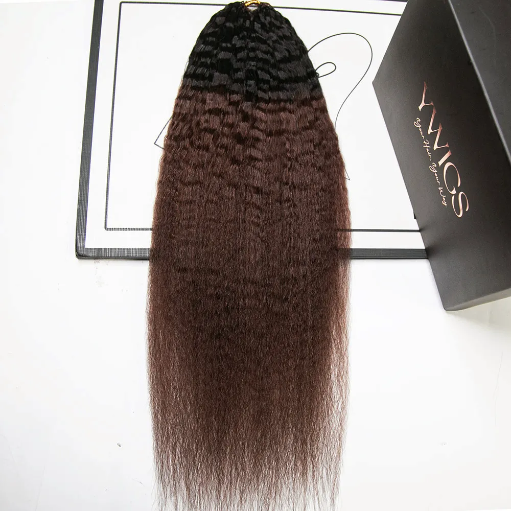 #T1B/4 Medium Brown Kinky Straight Human Crochet Hair - Image 5