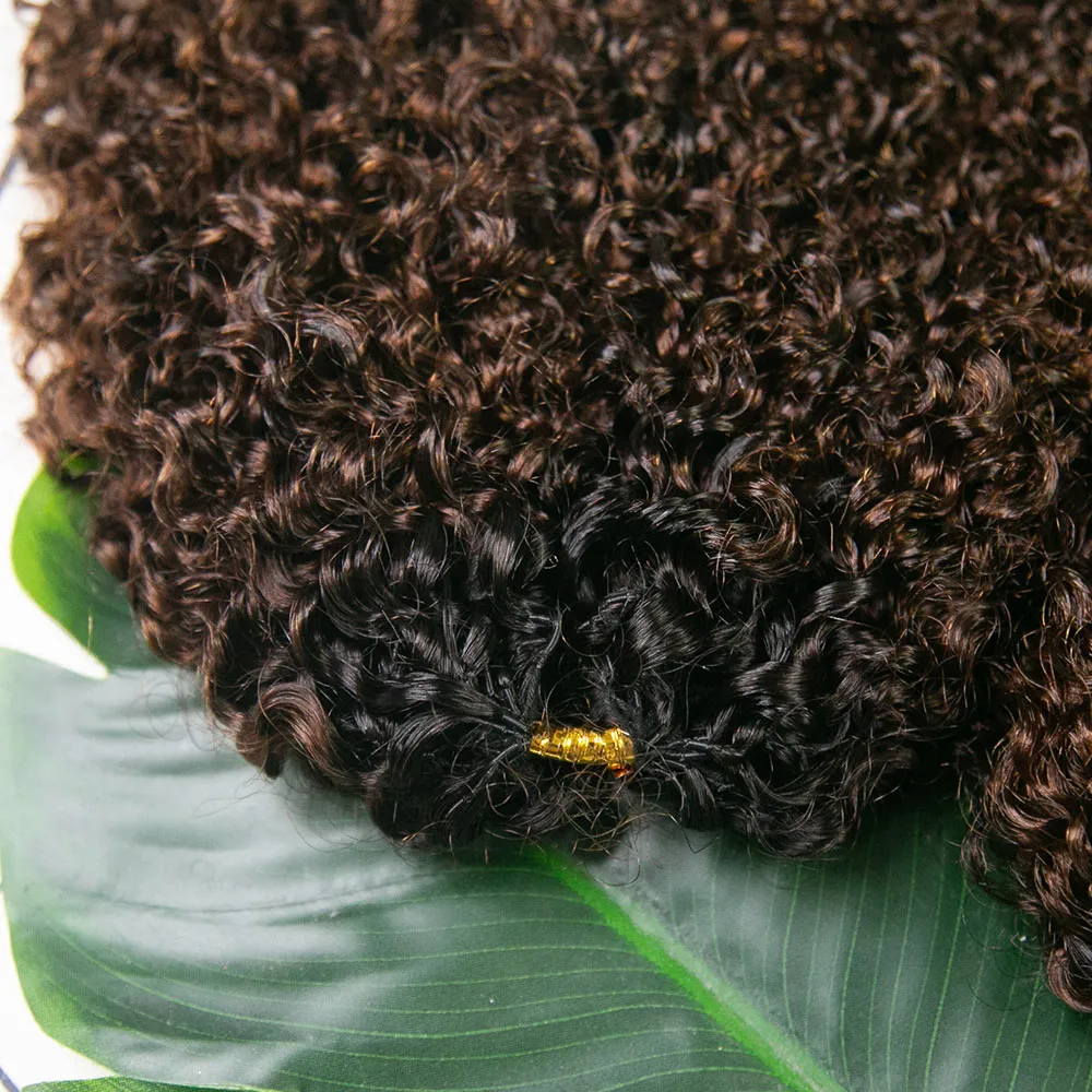 #T1B/4 Medium Brown Multi-Textured Kinky Curly Human Crochet Hair with Dark Roots - Image 4
