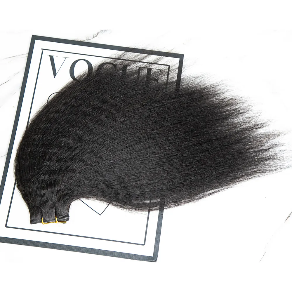 Ultra Thin Genius Weft Bundle Human Hair Extensions Kinky Straight