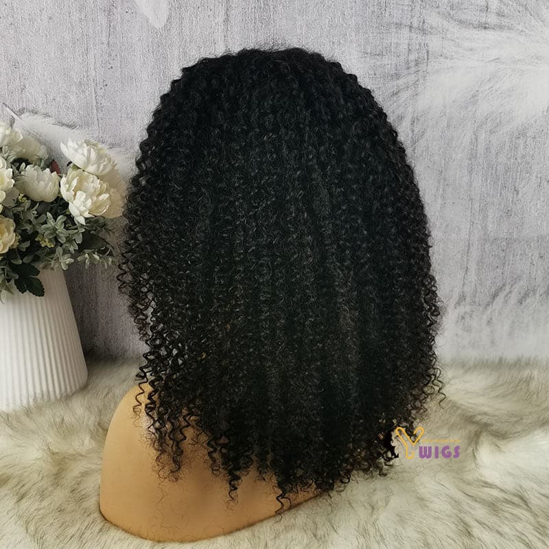 Undetectable Skin Melt Clear Lace Jerry Curly Brazilian 13 x 6 Lace Front Wig LFC06 - Image 5