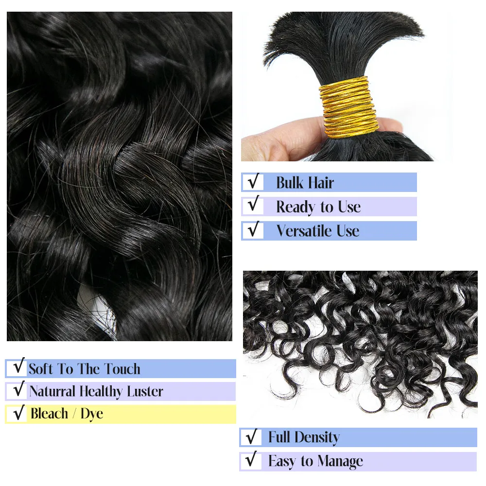 Water Wave Bulk Hair Extensions for Boho Knotless Braiding - Image 4