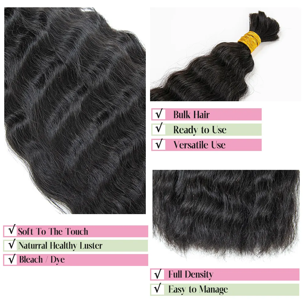 Wet & Wavy Bulk Hair Extensions for Braiding - Image 3