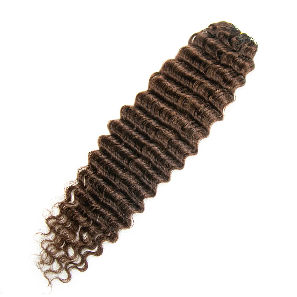 #4 Medium Brown Deep Wave Human Crochet Hair for Braiding - Image 5