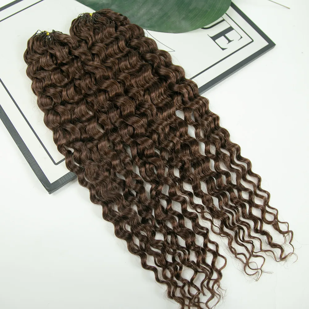 #4 Medium Brown Water Wave Human Crochet Hair - Image 3